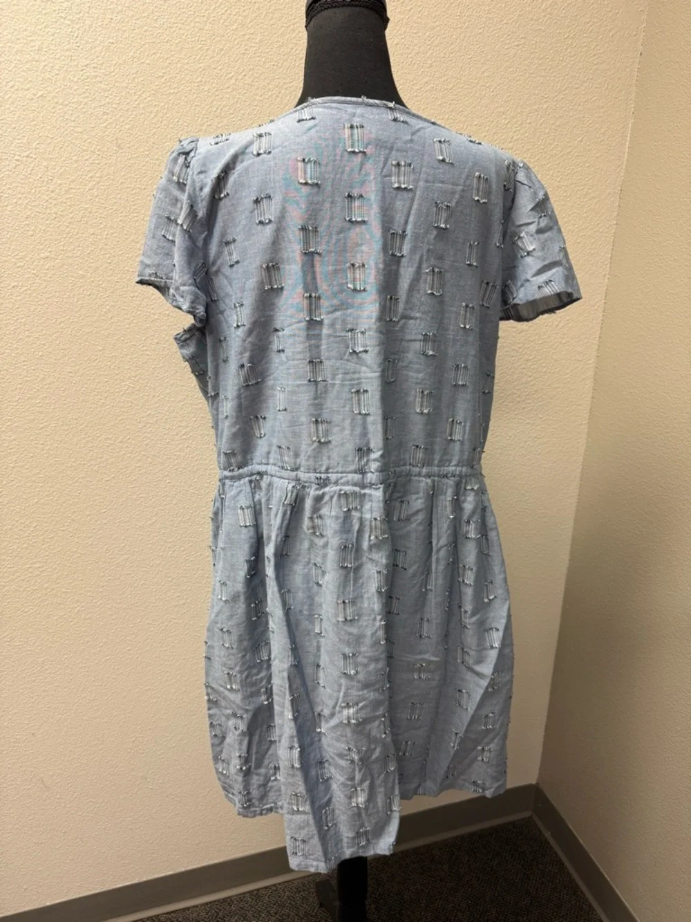 LOFT Chambray Dress XL Blue Button Front Boho Cotton Summer Midi Casual - Picture 5 of 9